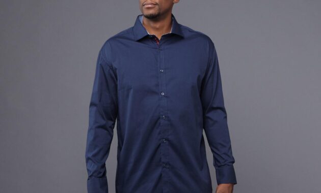 Navy Blue Dress Shirt Mens Stylish and Versatile Choice for Men