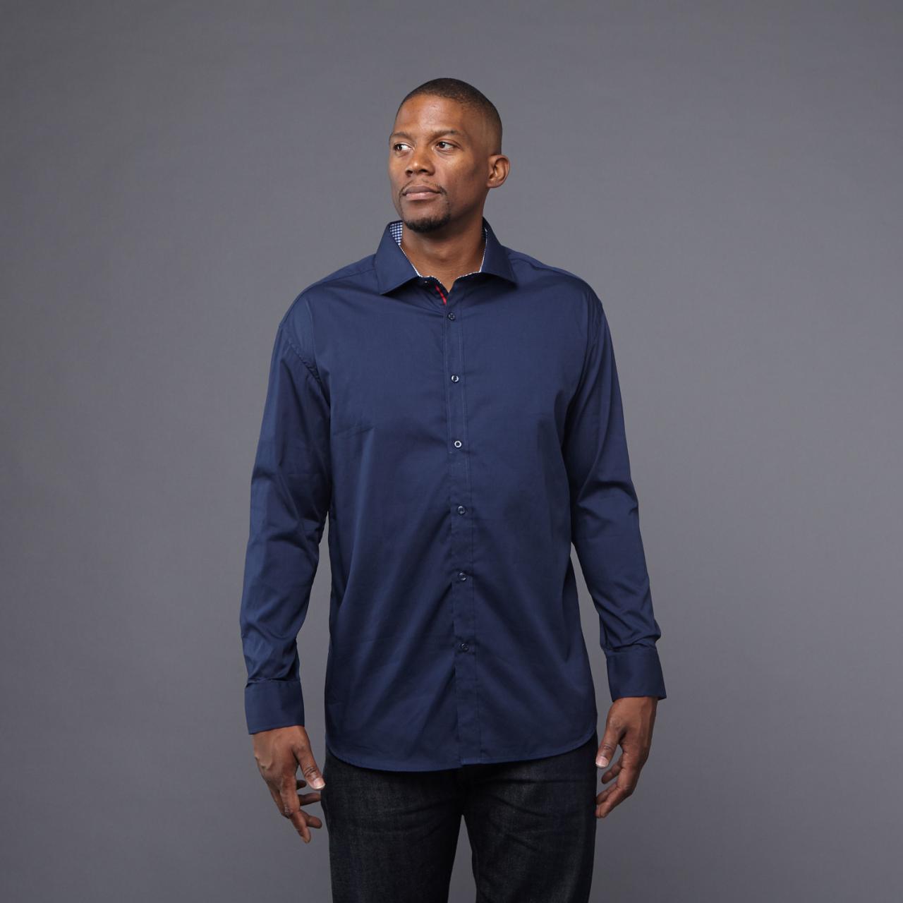 Navy blue dress shirt mens