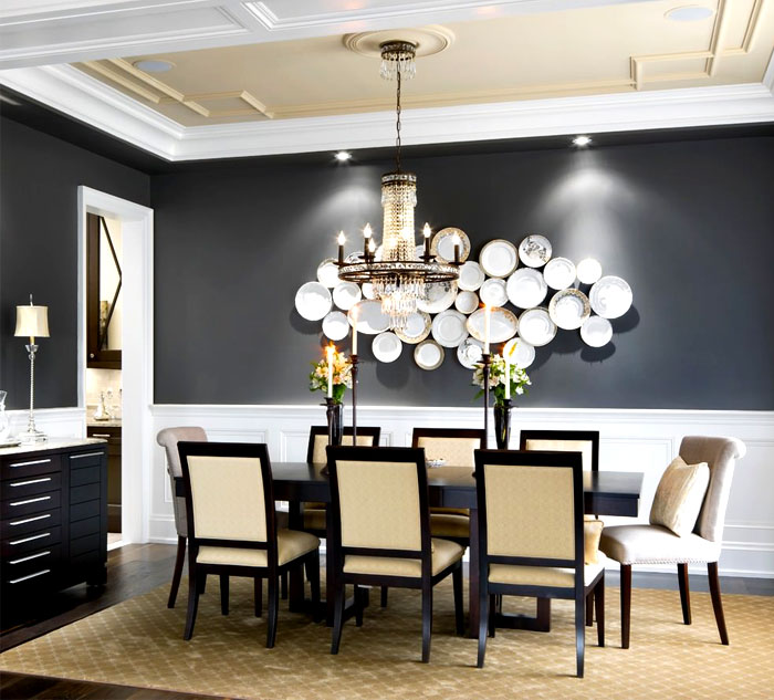 How designers decorate a dining room wall