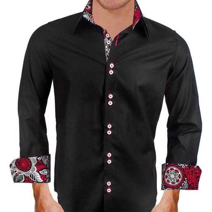 Red black dress shirt mens