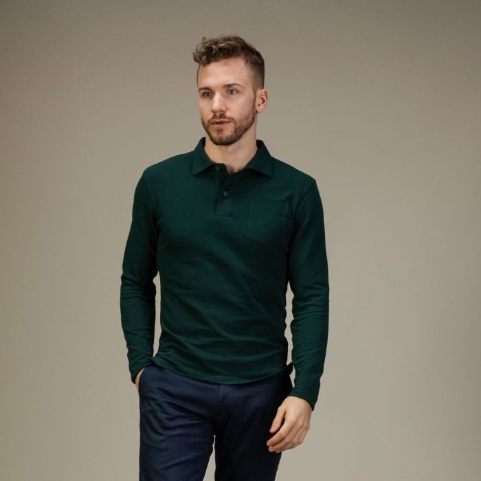 Long sleeve emerald green mens dress shirt